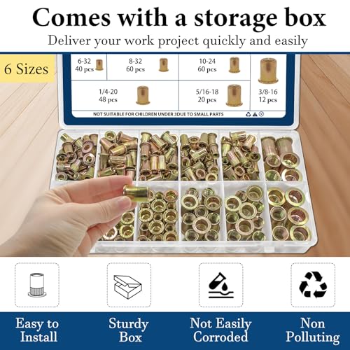 SAE Rivet Nut Assortment Kit(240Pcs) & Vifmy Metric Rivet Nut Assortment Kit(230 Pcs)