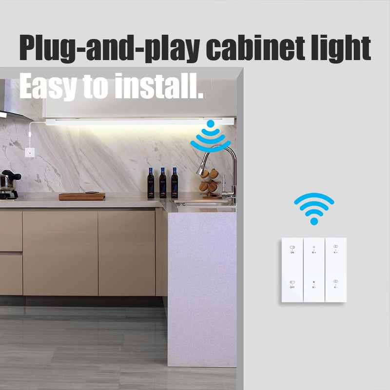 Under Cabinet Lights with Plug. 3000K-6500K Dimming and Color. with Wireless Control Panel and Remote Control.18W 1800LM for Garage, Kitchen, Bathroom, Closet, Office (24 inch) 24 inch