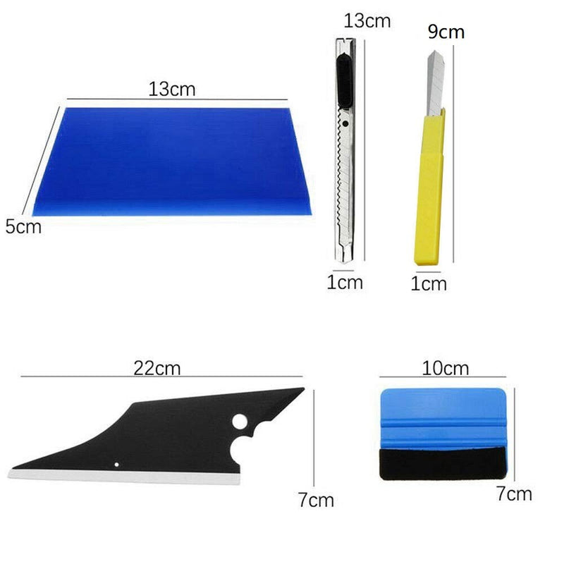 Vinyl Wrap Tool Window Tint Kit 7 Pieces Vehicle Tinting Tools Car Glass Protective Film Wrapping Installation Set Included Squeegees, Felt Squeegee, Cutting Knife with Blades