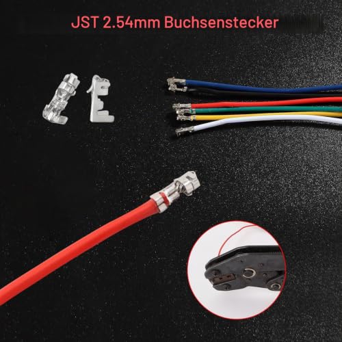 YIXISI 370 Pieces 2/3/4/5/6/7/8/9/10 Pin 2.54 mm JST-XH Connector Kit, JST Adapter Cable Plug, XH Female Plug, with 22 AWG Double Head Pre-Crimped Cable Wire blue/purple