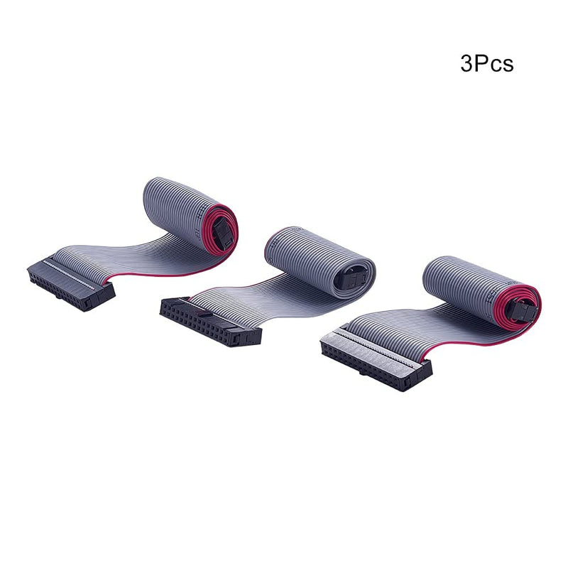 Heyiarbeit 3pcs IDC 30 Pin Connector Gray Wire Flat Ribbon Cable Connector Length 30cm 2.54mm Pitch 30p