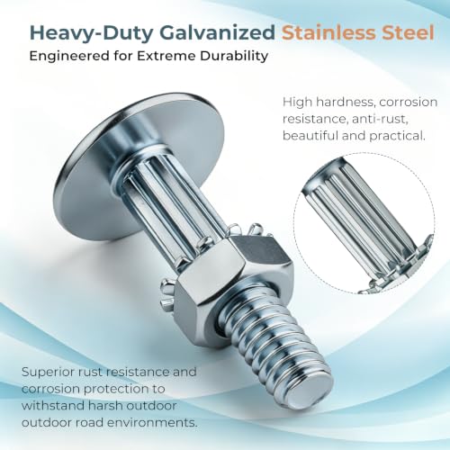 50 Pack 1 1/4" Carriage Bolt & Nut Kit，Box Truck Trailer Roll Up Door Parts