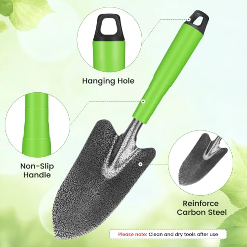 Small Garden Claw Tool Garden Handrake with Ergonomic Handle + Garden Tools 7 Pack Garden Tool Set with Ergonomic Non-Slip Handle