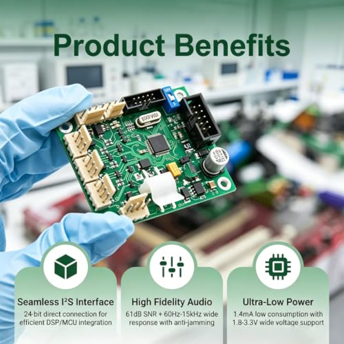 INMP441 Omnidirectional Microphone Module 24 Bit I2S MEMS Interface Pack of 3 | Digital output for precise audio recording, voice projects, voice assistants, compatible with ESP32 Arduino