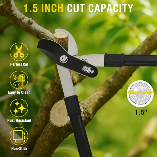Yesker 29 Inch Loppers for Tree Trimming Heavy Duty Bypass Loppers Powerful Gear Action Sharp Steel Blade Tree Trimmer up to 1.5" Dia Cut Capacity Non-slip Handle Branch Cutter for Garden Maintenance 29" Loppers