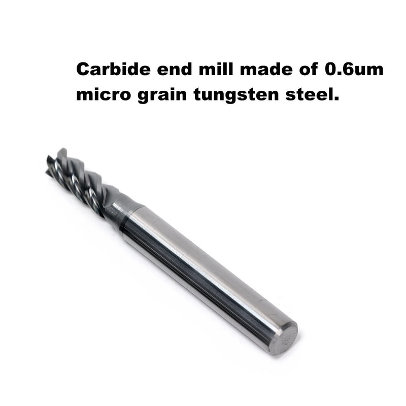 Ruimou 2-piece carbide end mill high-speed milling cutter 4 cutting edges (D 5 mm x L 50 mm), for cutting hardened metals with high hardness 58 HRC, CNC milling D 5 mm x L 50 mm