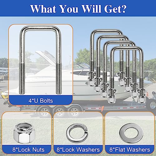 Boat Trailer U-Bolt 2-1/16" W x 6-5/16"L x 1/2" D 1/2" D x 2-1/16" W x 6-5/16" L 4pk