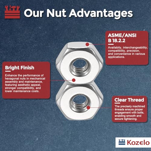 405pcs Hex Nuts Assortment Kit 304SS Hardware Nut Set Silver 1/4",5/16",3/8",7/16",1/2",#2#4#6#8#10 405
