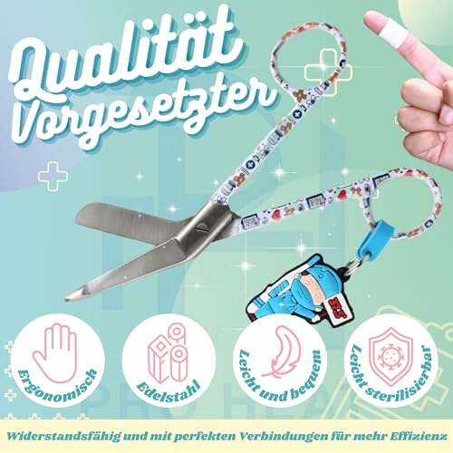 Ph Pro Heat Bandage Scissors Care for Nurses - Medical Scissors Made of Stainless Steel - First Aid Scissors with Engraving - Bandage Scissors Blunt Tip Nursing