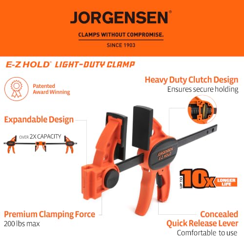 JORGENSEN E-Z Hold 2-Pack 6" 200LBS Light Duty Woodworking Bar Clamps 6"