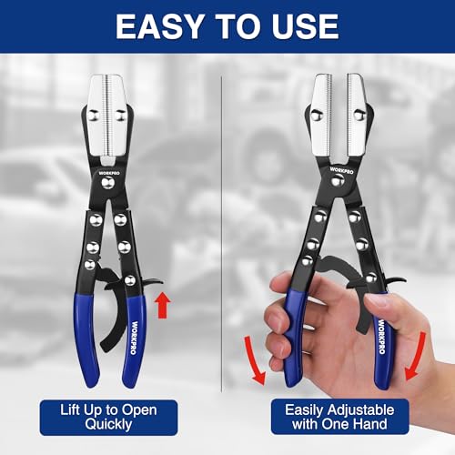 WORKPRO 3-Piece Ratcheting Hose Pinch Off Pliers Set with Storage Bag Blue