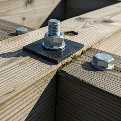 Hicarer 12 Pcs Carbon Steel 3" x 3" Square Washer Plate Fits 1/2" Bolt Heavy Duty Flat Square Washers 3 mm Thick Anti Loosening Plate Fastener for Construction and Industrial Equipment