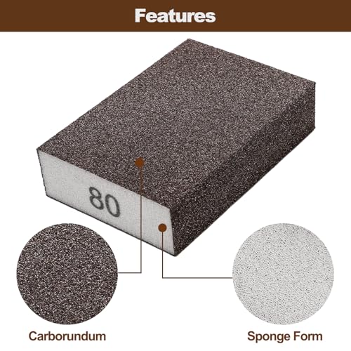 Fasmov Sanding Blocks, 60 Pack Washable & Reusable Drywall Sanding Sponges, 60 80 100 120 180 220 Grit Assorted Sanding Pads for Drywall Repair, Wall Finishing, Woodworking, Painting Prep
