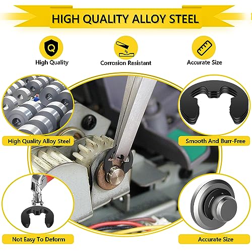 330PCS Alloy Steel E-Clips & 1200PCS Black Plastic Nylon Flat Washers