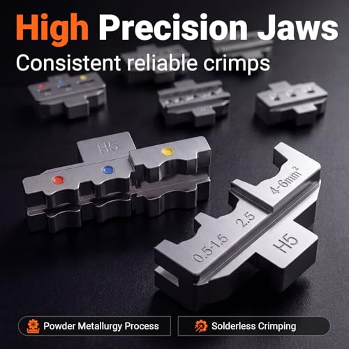 Preciva Crimping Tool Kit with 6 Interchangeable Jaws, Adjustable Ratchet Crimper with Pressure Knob, 361pcs Terminals, Ergonomic Handle & Storage Case – MC4 Crimping Tool for Electrical Work 361