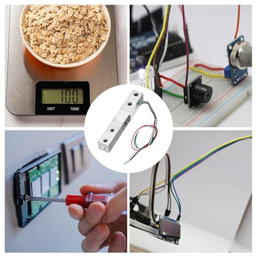 QUARKZMAN Digital Load Cell Weight Sensor 5 kg + HX711 Module Weighing Sensor 24 Bit Precision A/D Dual Channel 20 x 33 mm for DIY Portable Electronic Kitchen Scale Kit 1