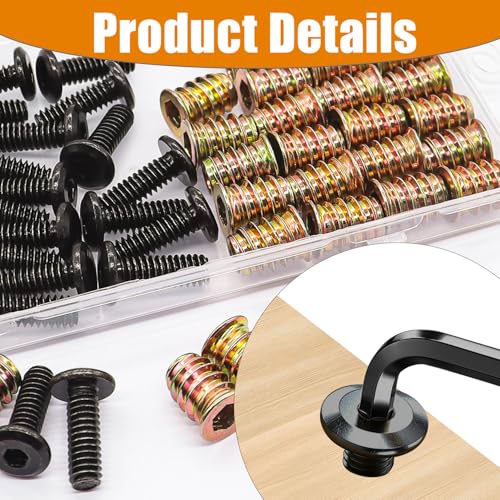Taiss 30 Sets 1/4"-20 Threaded Inserts for Wood Furniture Screw Assortment+40PCS 1/4"-20 Threaded Inserts for Wood