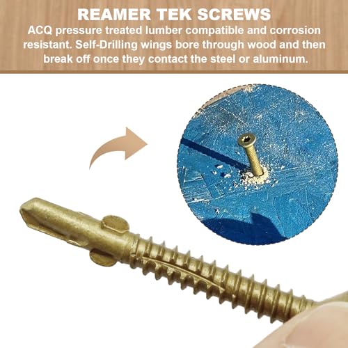 #10 x 1-5/8" Reamer Tek Torx/Star Head Self-Drilling Wood to Metal Screws - Tek Screws for Flatbeds, Trailers, or for Fastening Wood to Steel - T-25 Torx Screw Head (130 Pcs)… (Pack of 2) #10x1-5/8" (Pack of 2)