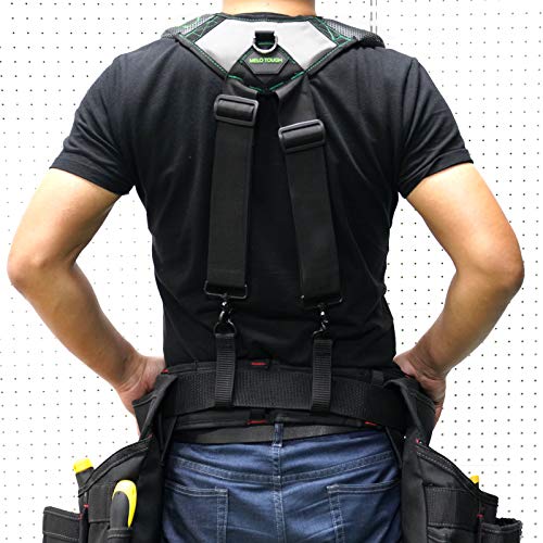 MELOTOUGH Gel Tool Belt Suspenders Work Belt Suspenders with Gel shoulder pad,Padded Tool Belt with D ring for men construction Strong Durable Double Metal Roller Buckle,adjustable waist 33'-47 '