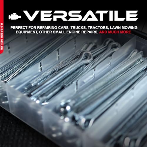 ABN Large Cotter Pin Key 144 pc Assortment Set 1/8 x 2 to 1/4 x 3 Inch – Steel Locking Automotive Axle Trailer Pins