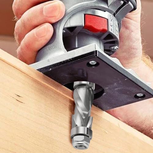 Compression Flush Trim Router Bit 1/4" Shank,1/2" Cutting Dia,Top and Bottom Bearing Carbide Spiral Up-Down Pattern Template Flush Cut Router Bit Woodworking Trimming Tool 1/4''x 1/2''x 1'' Uncoated