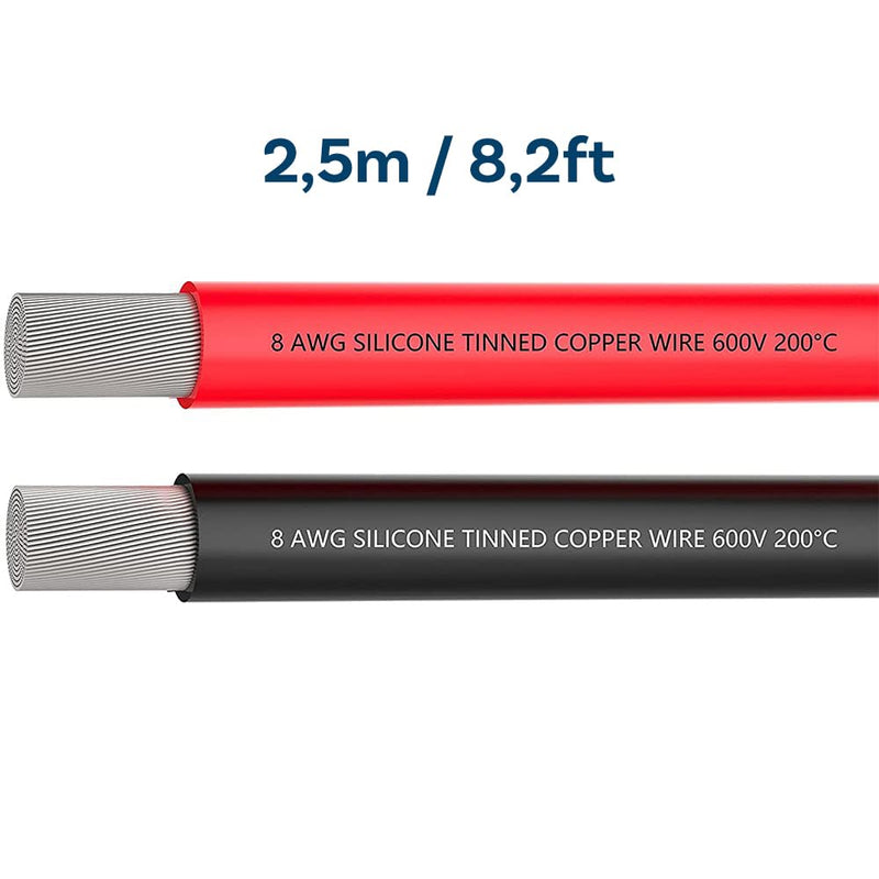MMOBIEL Battery Electric Cable 10 AWG 6mm² Red and Black 2.5m/8.2ft Silicone Cable with 1050 Core Core Strands for RC Drone Airplane Truck Car Battery Clamp Cable 2.5m 10Awg