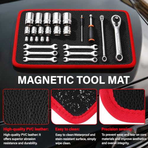 Magnetic Tool Mat with 25Lb Telescoping Magnetic Pickup Pen 3‑Piece Set