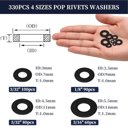 ZQZ 970Pcs Pop Rivets Assortment Kit Black Aluminum Rivet3/32 1/8 5/32 3/16 970/set