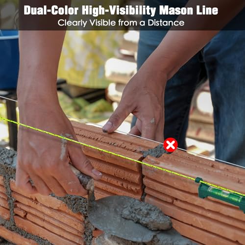10PCS Masonry Line String Set for Bricklaying and Alignment Flu-yellow Black