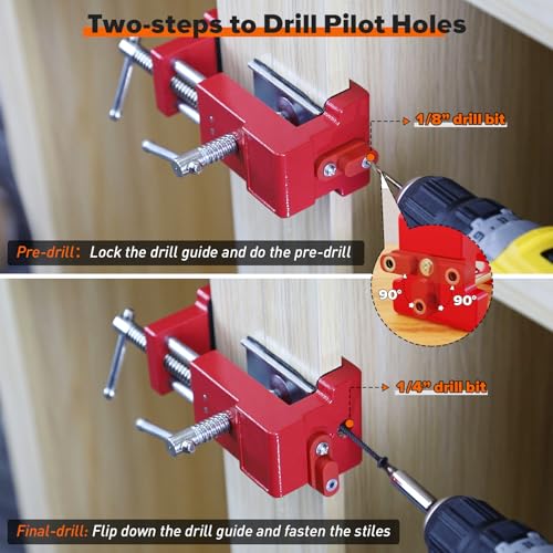 Cabinet Clamps, Cabinet Installation Cabinetry Clamps Face Frame Clamps Tools with Two Side Screws and Alignment Plate, 2 Pack, Up to 440 lbs Load Capacity, Red Red-2 Pack
