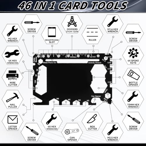 Cholemy 48 Pcs Credit Card Wallet Multitool 46 in 1