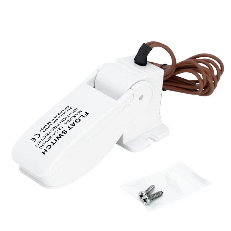 Sanuke Boating Bilge Pumps Switch, DC 12V 24V 32V Float Switch, White | Automatic Marine Water Pump Switch, Portable Bilge Accessories for Boats, Pools, RVs, Reliable, Durable, Easy to Install