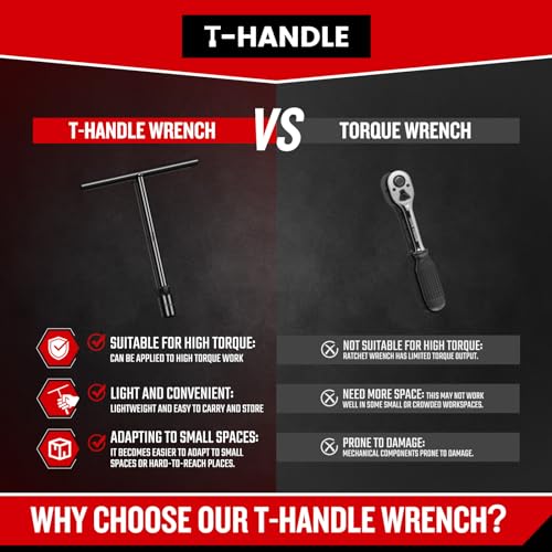 T-Handle Wrench Socket Set, Cr-V Steel T Wrench Set Metric Size 6mm to 14mm, Wrench Tool Socket with Long Reach for Motorcycle Dirtbike Bicycle Repair (7 Pack) 7 Pack
