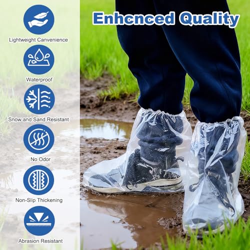 10 Pairs Shoe Covers Waterproof Disposable for Men and Women | Waterproof rain shoe covers with elastic, transparent overshoes, waterproof, disposable boot covers