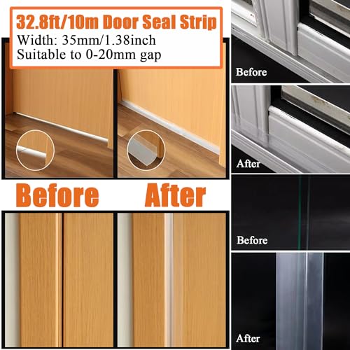 1PC 10.5FT Caulk Tape and 1PC 32.8FT Silicone Weather Stripping Door Seal Strip