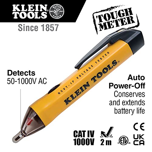 Klein Tools ET310 AC Circuit Breaker Finder with Integrated GFCI Outlet Tester & NCVT1P Voltage Tester, Non-Contact Voltage Detector Pen, 50V to 1000V AC, Audible and Flashing LED Alarms, Pocket Clip