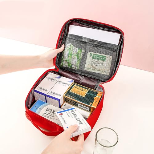 Medicine Bag, Medical Emergency Bag, Large Capacity Medicine Bag for Waterproof Medicine Storage Bag, Portable for Home Office Red