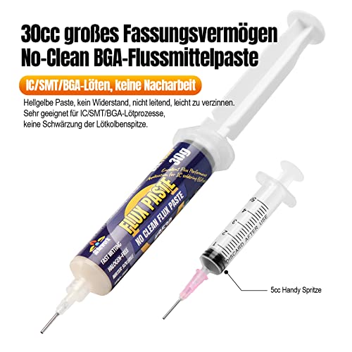 Soldering Paste Flux, 30 ml Lead-Free Syringe Solder Flux Paste, No Clean Rosin Soldering Flux for SMD BGA LED PCB Electronics Soldering (1.62oz/46g)