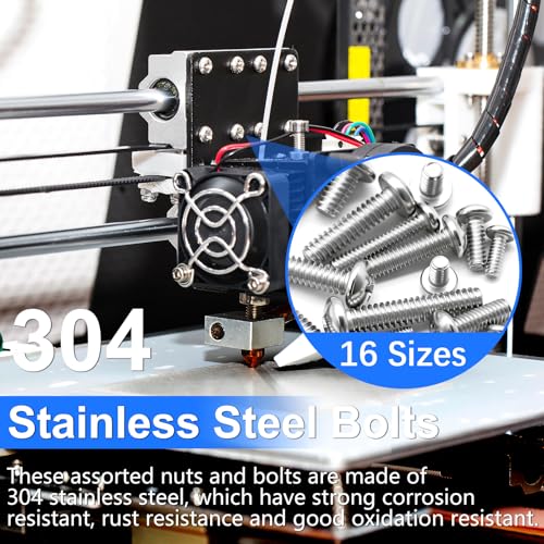 730Pcs Machine Screws Nuts and Bolts Assortment Kit, 304 Stainless Steel Bolts 16 Sizes #4-40#6-32#8-32#10-24 Phillips Pan Head Hardware Screws + 408PCS Machine Screws Nuts and Bolts Assortment