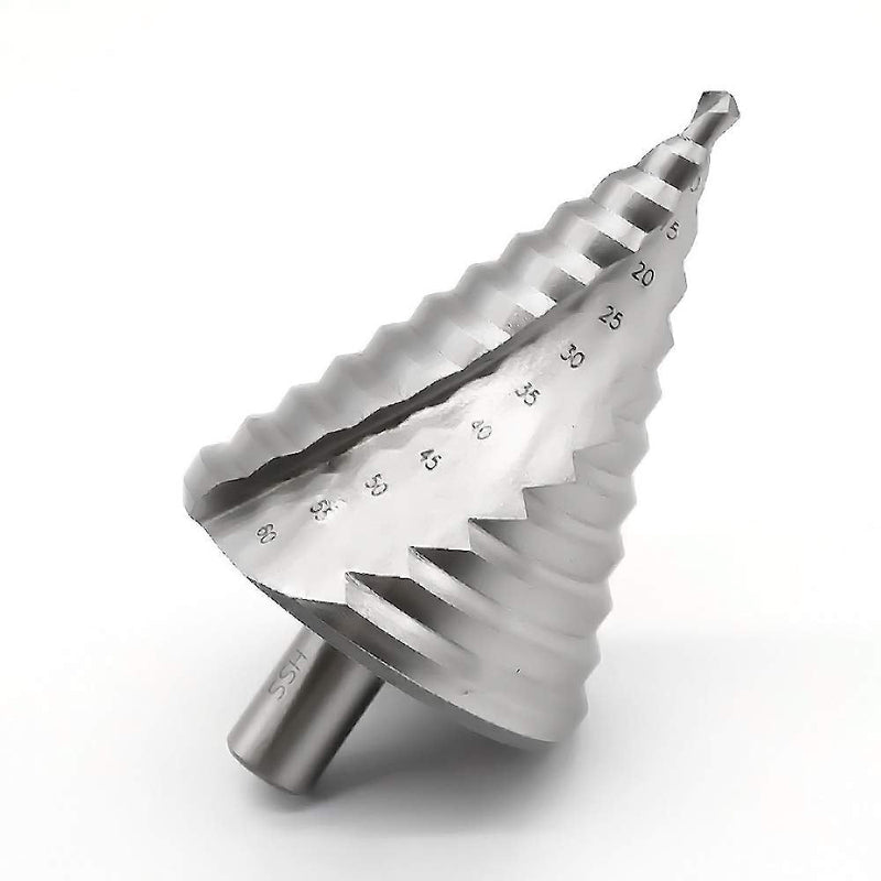 Step Drill Bit Set Large HSS Spiral Groove 6-60mm 12 Steps Sizes, Cobalt Countersunk Drill Cone Drilling Tool Hole Cutting Enlarge Metal Sheet PVC Sheet Wood, Triangle Handle, DC18