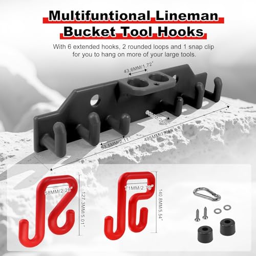 CNQLIS Lineman Tool Board Bucket Truck Tool Organizer Black Lineman tool board + Red bucket hook