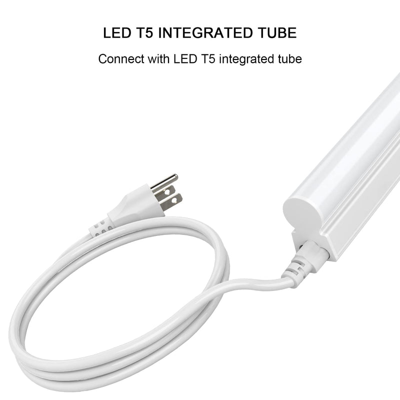 JESLED T8/T5 4FT Integrated LED Tube Light Fixture AC Power Cord Cable with 3-Prong US Plug for Garage, Workshop, Warehouse Commercial Lighting (4-Pack) 4FT POWER CORD