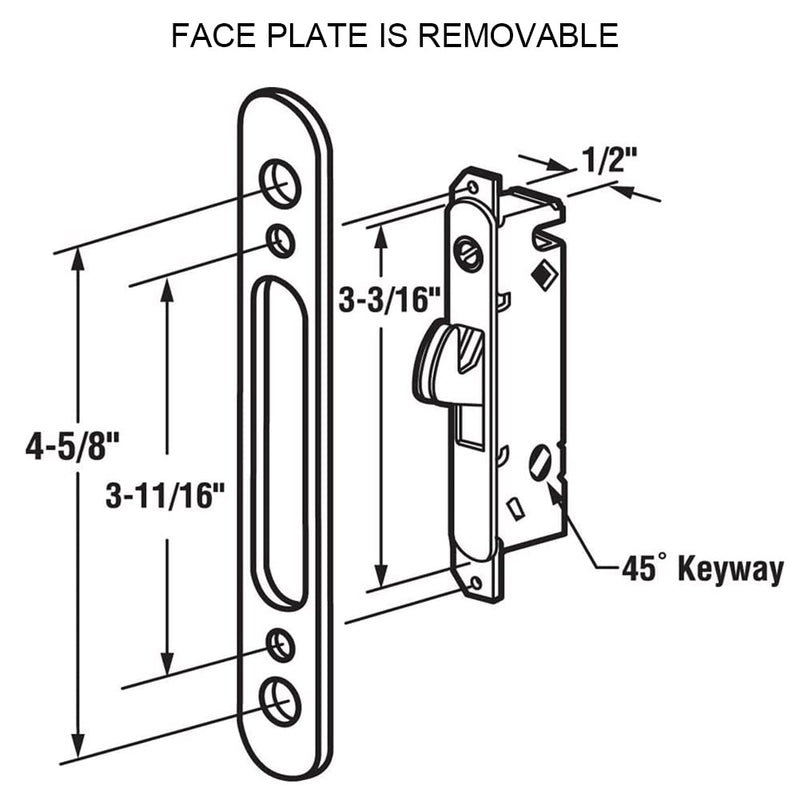 ALLYWASAI Sliding Patio Door Handle Set with Mortise Lock, Key Cylinder and Face Plate, Wood Handle Lock Set Fits Door Thickness from 1-1/2" to 1-3/4", 3-15/16" Screw Hole Spacing, White (Black) Black