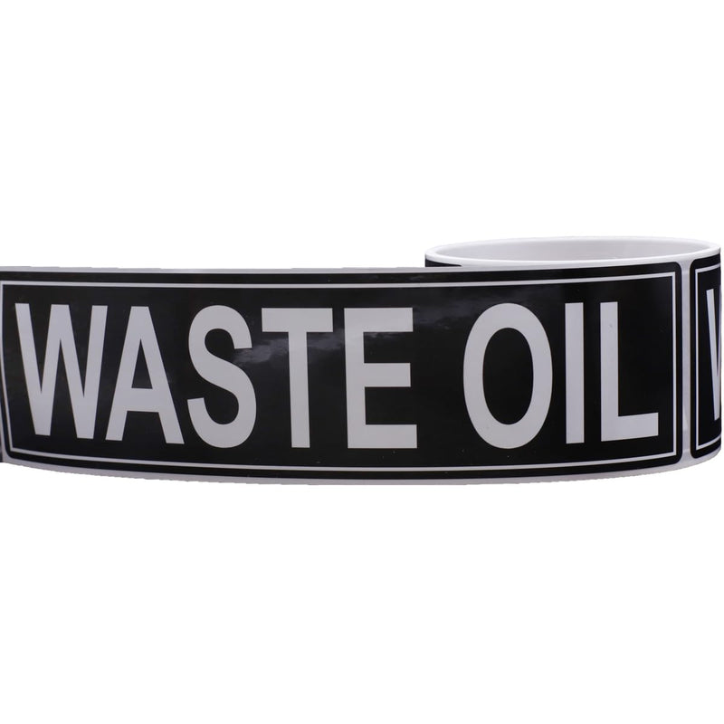 Waste Oil Sticker, 2.25 x 8.25 Inches, Pack of 25, Durable Waste Oil Stickers for Fuel Tank, Fuel Containers, Pumps, Storage Tanks, Maintains Safety and Efficiency