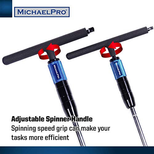 MichaelPro Adjustable T Handle Speed Wrench Set for 1/4 and 3/8 Inch Drive, Speed Handle T Wrench with 2-Way Square Drive Design, 3 Grip Positions, Patented Spinner Handle (2-Piece) 2Pc Set