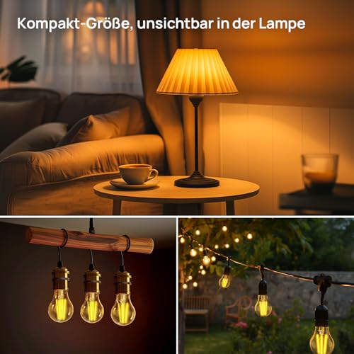 Linkind Ultra Efficient E27 Vintage Bulb, 3.8 W = 60 W, 2700 K Warm White with Energy Class A, Filament A60 Edison 806 Lm, 320° Beam Angle, Clear, Pack of 2 Warm White-60w 2 pieces