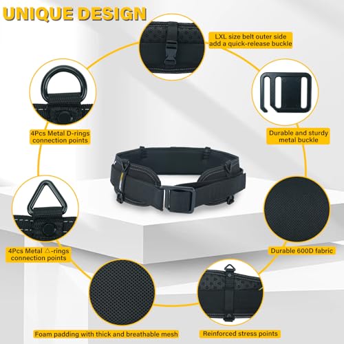 MELOTOUGH Construction Work Belt Padded Suspender Tool Belt Suspenders,and Padded Tool Belt,Electrician Tool Belt