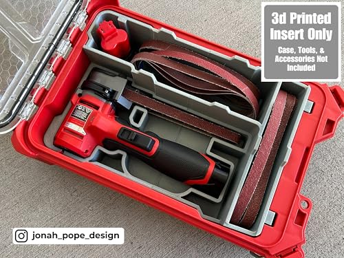 Jonah Pope Design 3D Printed Insert Designed for Milwaukee M12 Bandfile and Milwaukee Packout Organizer (Insert Only) (Black) Black