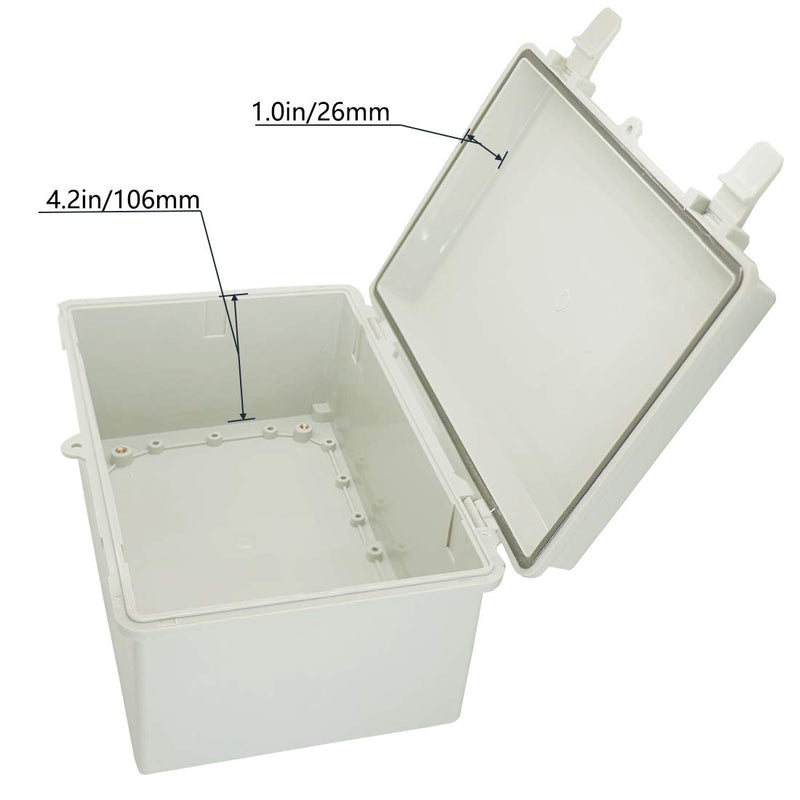 Zulkit Junction Box ABS Plastic Dustproof Waterproof IP65 Electrical Boxes Hinged Shell Outdoor Universal Project Enclosure with 2 Cable Glands 11.42 x 7.48 x 5.51 Inch (290x190x140mm) 11.42" x 7.48" x 5.51"