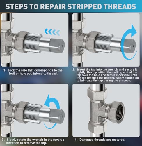 1-1/2"-11-1/2 NPT Pipe Tap Set, Precision Carbon Steel Taps Tool, Metric and Standard for Clean and Re-thread Damaged or Jam Pipe Threads in with Durable Plastic Case 1-1/2" NPT